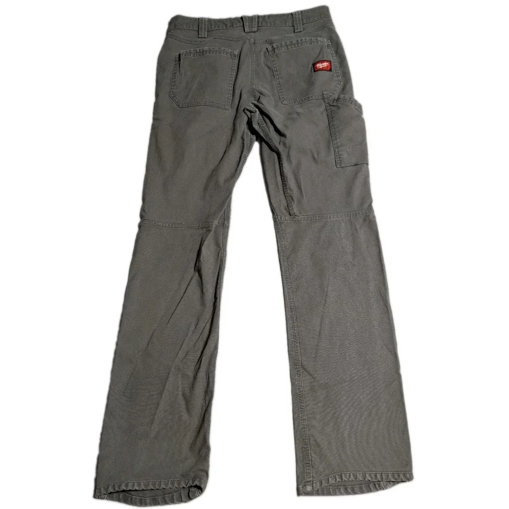 Milwaukee Work Pants Mens 32x34 Gray Carpenter Utility Stretch Canvas
